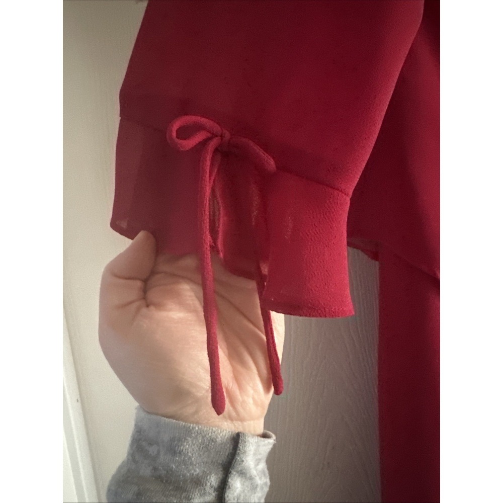 Women's Vintage Miss Dorby Red 2‎ Pc Dress Jacket Ruffle Jeweled Buttons Size 14 - Picture 4 of 13